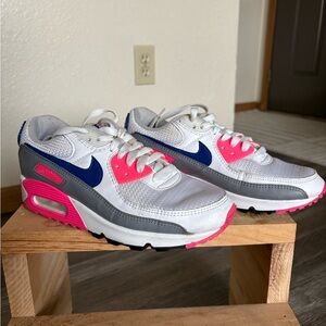 Nike Women's Air Max 90 White and Pink Sneakers